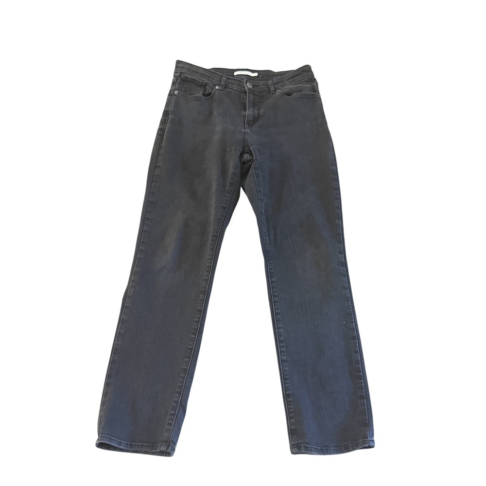 Levis Classic Straight Jeans Womens 28 Dark Wash Black Gray Stretch Denim